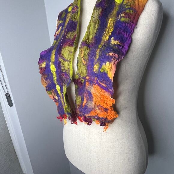 Fiber Artist Ruby Rice Women's Scarf Abstract Art To Wear Multicolored Artisan - Picture 5 of 9